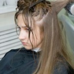 Hair styling in a salon